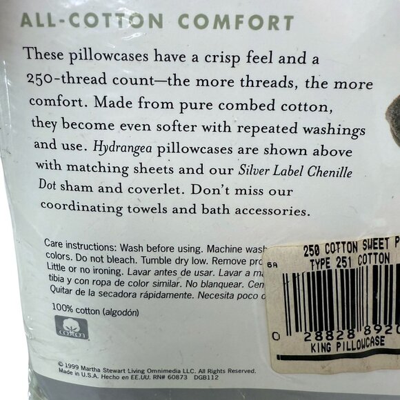 MARTHA STEWART Everyday Pillowcases Pair King Size 100% Cotton Sage Green NWT - Picture 4 of 6